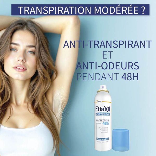 Etiaxil Anti-transpirant Protection 48h Peaux Sensibles Aérosol - Lot de 2 x 150ml