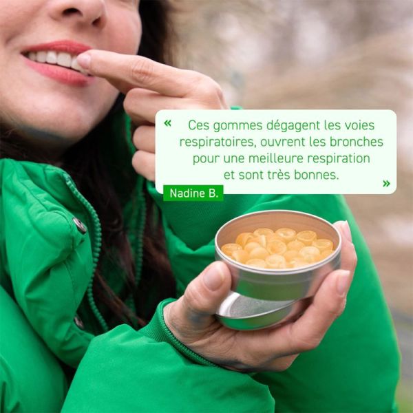 Puressentiel Respiratoire Gommes Menthe Eucalyptus 45 g – Apaise la gorge, rafraîchit le pharynx et les cordes vocales