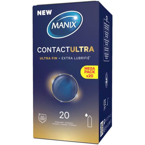 Manix Contact Préservatifs Ultra-Fin + Extra Lubrifié - 20 préservatifs