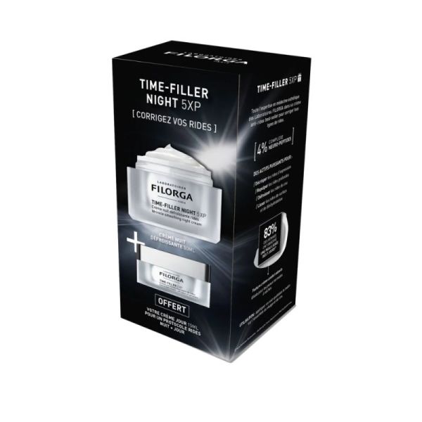 Filorga Duo Time-Filler Night 5XP - Coffret soin de nuit anti-rides - Crème nuit Time-Filler Night 5XP + crème jour Time-Filler 5XP 15ml OFFERTE