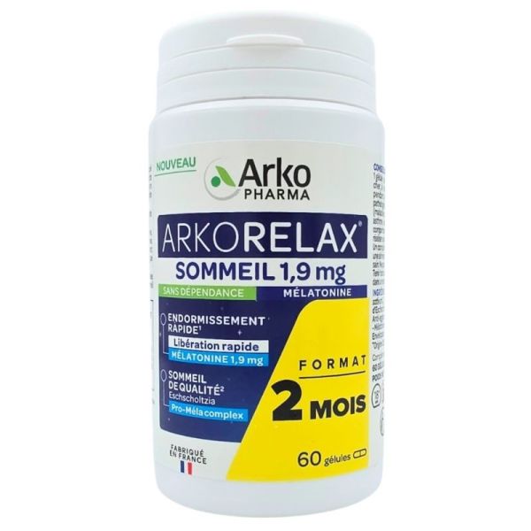 Arkopharma Arkorelax Sommeil 1,9 mg 60 gélules - Endormissement rapide et sommeil de qualité