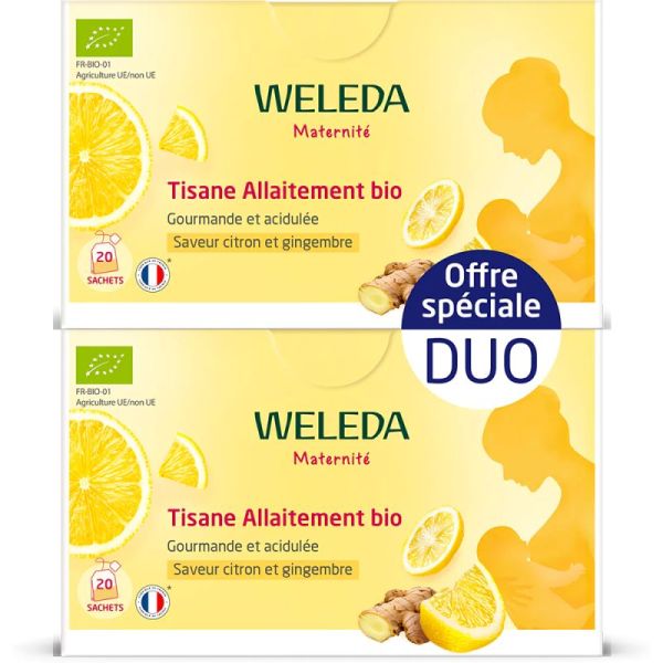 Weleda Duo Tisane Allaitement Bio Citron Gingembre - 2x20 sachets - Favorise la lactation