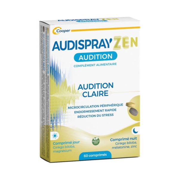 Audispray AudisprayZen Complément Alimentaire - 60 comprimés - Audition claire, réduction du stress nocturne
