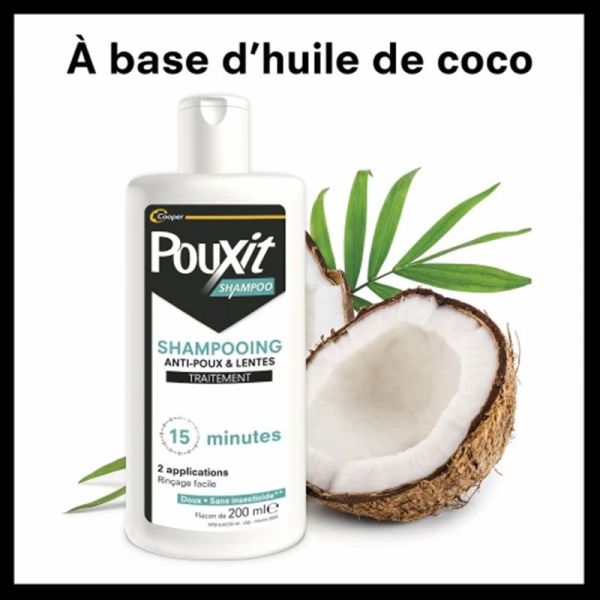 Pouxit Shampoo Shampooing Anti-Poux Et Lentes Flacon 200ml - Traitement 15 Minutes, doux, sans insecticide