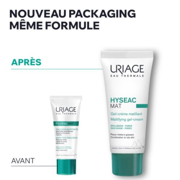Uriage Hyséac Mat' Gel Crème matifiant 40 ml - Matifie, hydrate et resserre les pores