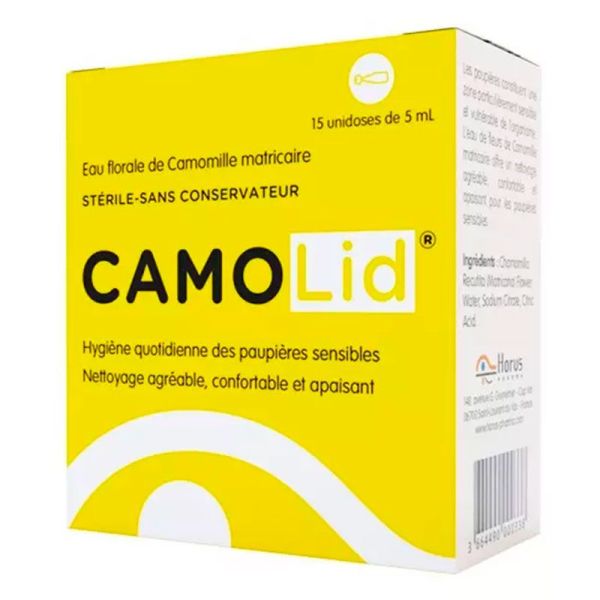 Horus CamoLid Eau Florale de Camomille Matricaire - Hygiène des Paupières Sensibles - 15 unidoses