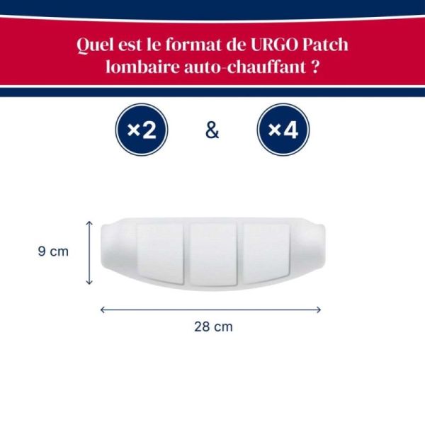 Urgo Patch Auto-Chauffant Lombaires 8h - Calme les Douleurs et Tensions Lombaires - x2 patchs