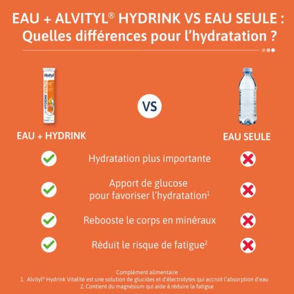 Alvityl Hydrink Vitalité - 20 Comprimés Effervescents - Hydratation et énergie