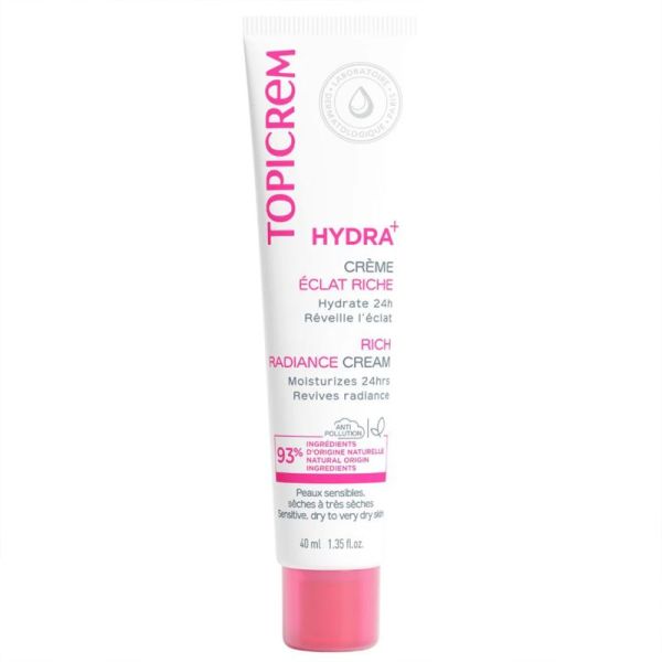 Topicrem HYDRA+ Crème Hydratante Éclat Riche 40ml – Hydratation et nutrition intense