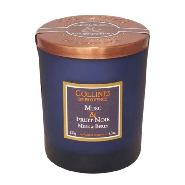 Collines de Provence Bougie Parfumée Musc & Fruit Noir 180 g – ambiance chaleureuse et gourmande