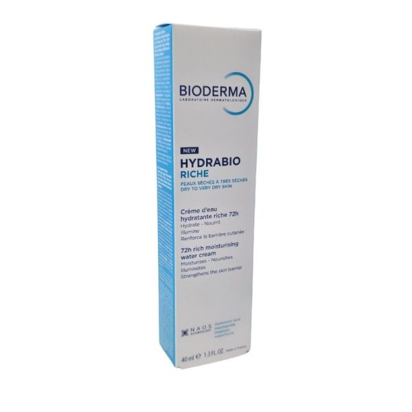 Bioderma Hydrabio Riche Crème d'Eau Hydratante 72h - 40 ml - Peaux sèches à très sèches