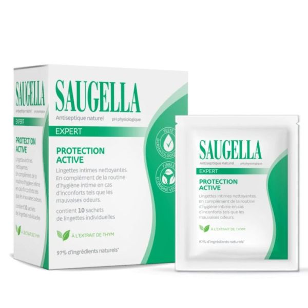 Saugella Antiseptique Naturel Lingettes Intimes Nettoyantes - 15 Lingettes