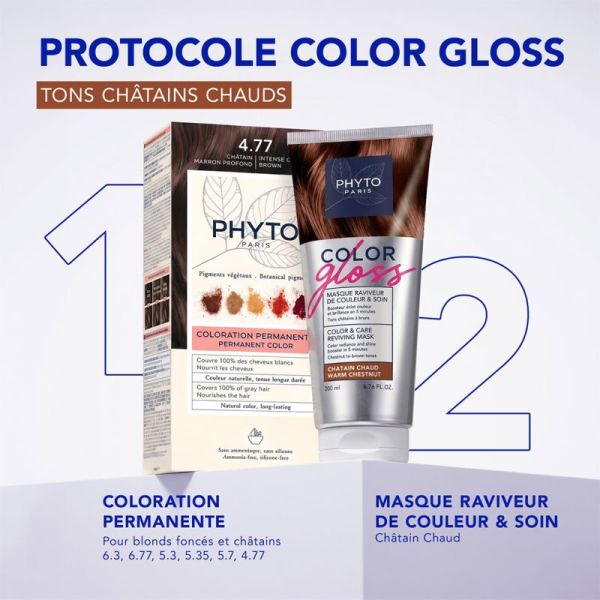 Phyto PhytoCOLOR GLOSS Masque Raviveur de Couleur et Soin Châtain Chaud 200ml – Éclat et reflets chauds