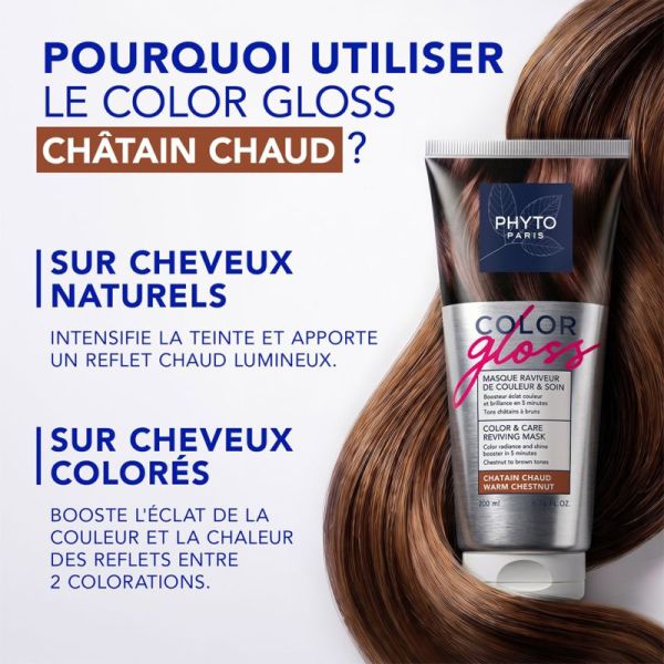 Phyto PhytoCOLOR GLOSS Masque Raviveur de Couleur et Soin Châtain Chaud 200ml – Éclat et reflets chauds