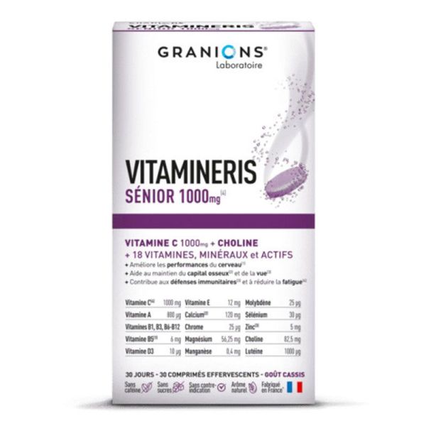 Granions Vitamineris Sénior - Soutien la Forme Physique et Mentale des Seniors - 30 comprimés effervescents