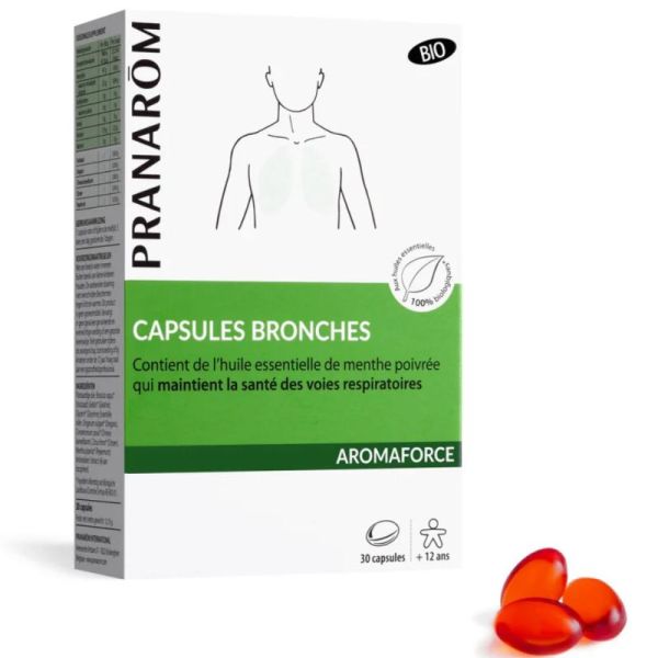 Pranarôm Capsules Bronches aux Huiles Essentielles Bio - 30 Capsules
