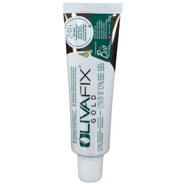 OlivaFix Gold Crème Adhésive Dentaire Organique 75g – Tenue et confort