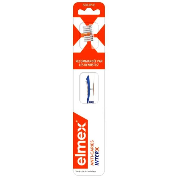 Elmex Anti-Caries Interx Brosse à Dents Standard - 1 unité - Souple - Nettoyage des espaces interdentaires