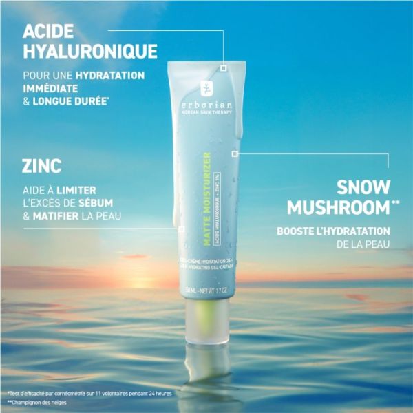 Erborian Matte Moisturizer 50 ml - Matifie la peau, floute les imperfections et hydrate intensément