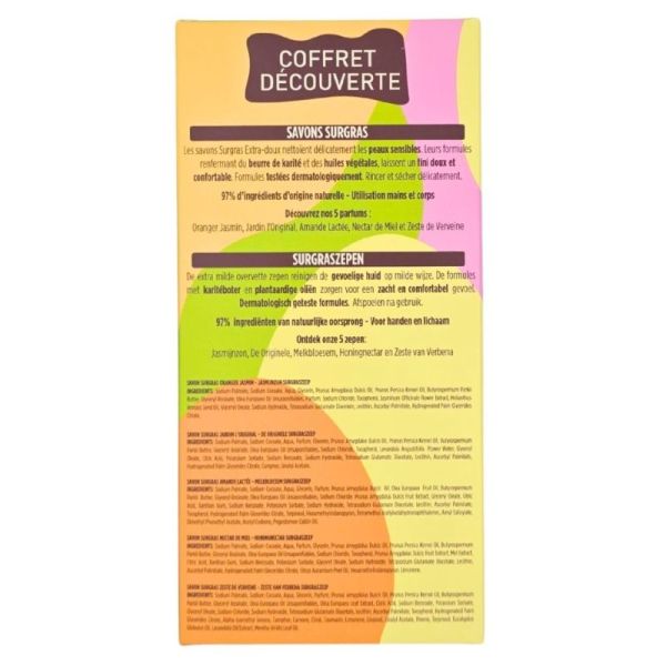 Cavaillès Coffret Découverte Savons Surgras Parfumés 5 x 100 g - Nettoie les peaux sensibles