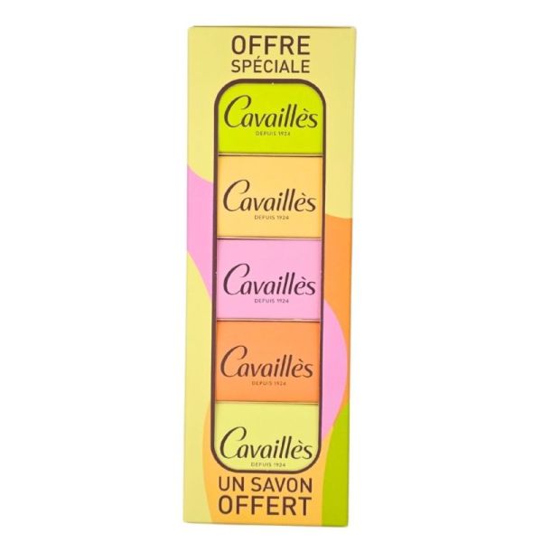 Cavaillès Coffret Découverte Savons Surgras Parfumés 5 x 100 g - Nettoie les peaux sensibles