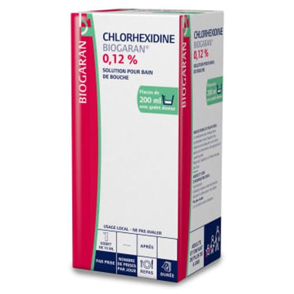 Chlorhexidine Biogaran 0,12 %, solution pour bain de bouche 200 ml