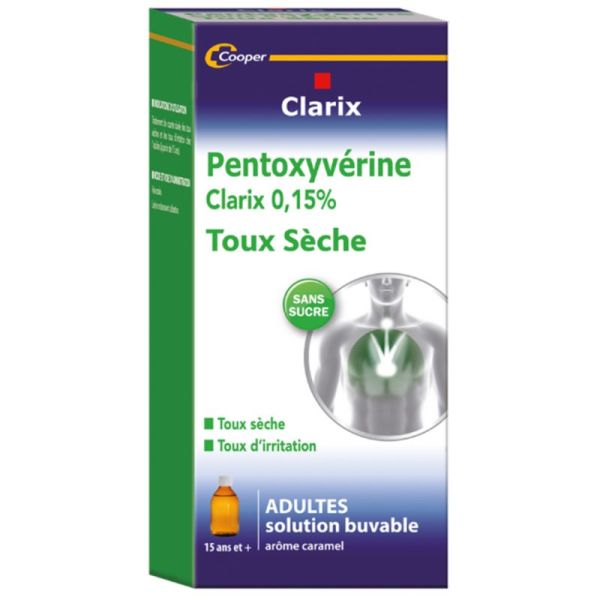 Cooper Clarix Pentoxyvérine 0.15 % Toux Sèche Adulte - 200 ml