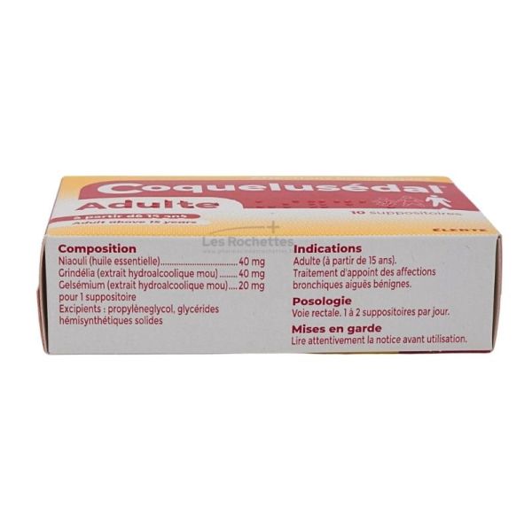 Coquelusédal Adulte - 10 suppositoires - Affections bronchiques