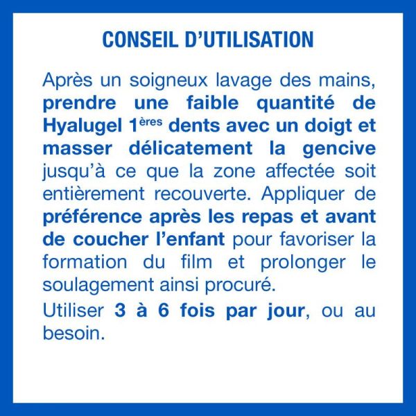 Hyalugel Gel Buccal 1ères Dents - 20ml - Soulage les poussées dentaires des nourrissons
