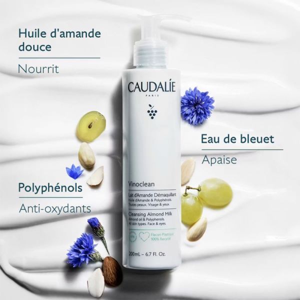 Caudalie Vinoclean Lait D'Amande Démaquillant 200ml – Douceur et confort
