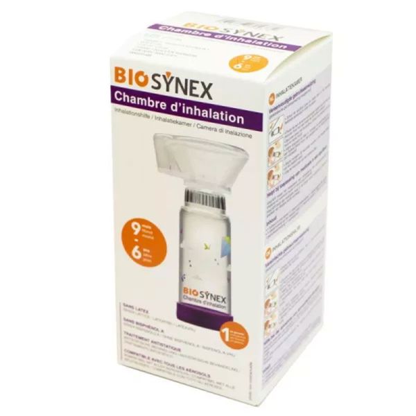 Biosynex Chambre d'Inhalation 9 Mois à 6 Ans - Aide à la Prise de Traitement pour Affections Respiratoires - 1 unité