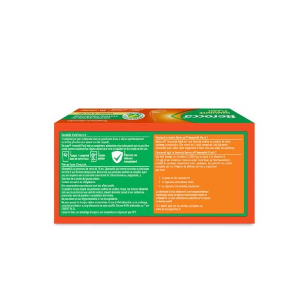 Berocca Immunité Flash - 30 Comprimés Effervescents - Soutien du Système Immunitaire