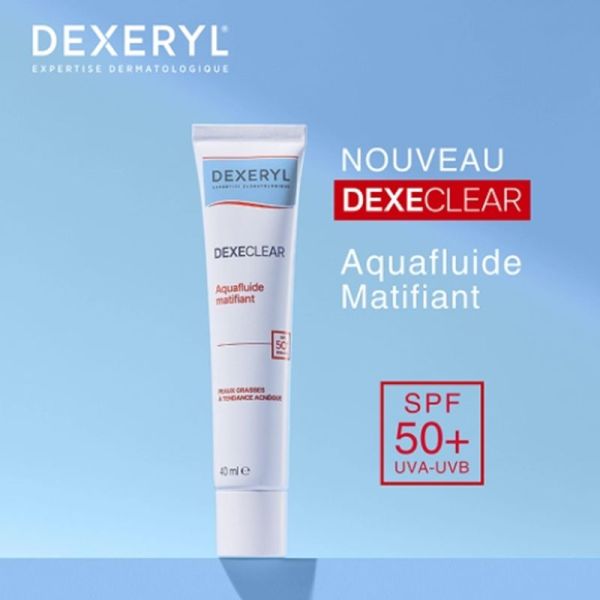 Dexeclear by Dexeryl Aquafluide Matifiant SPF50+ 40ml – Haute protection peaux grasses