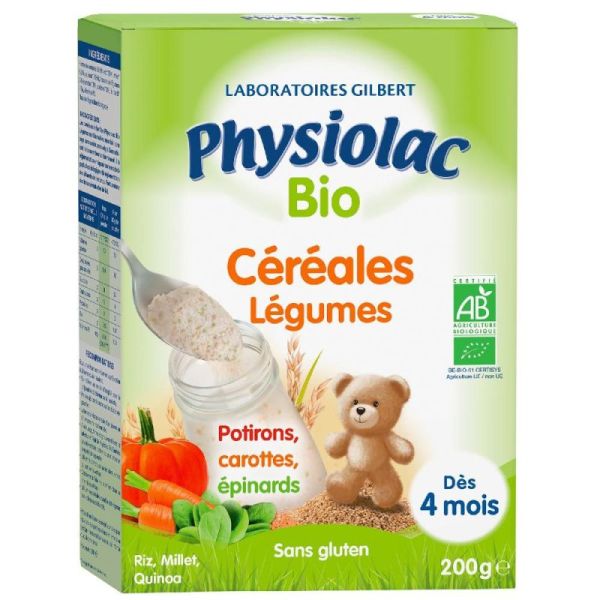 Gilbert Physiolac Bio Céréales aux Légumes +4m 200g
