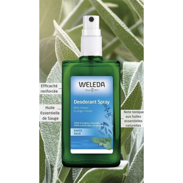 Weleda Déodorant Spray à la Sauge Lot de 2 x 100ml – Fraîcheur aromatique et tonicité