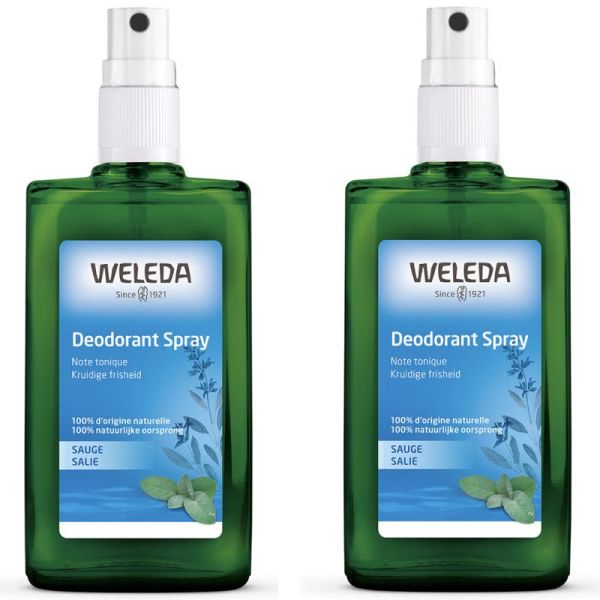 Weleda Déodorant Spray à la Sauge Lot de 2 x 100ml – Fraîcheur aromatique et tonicité