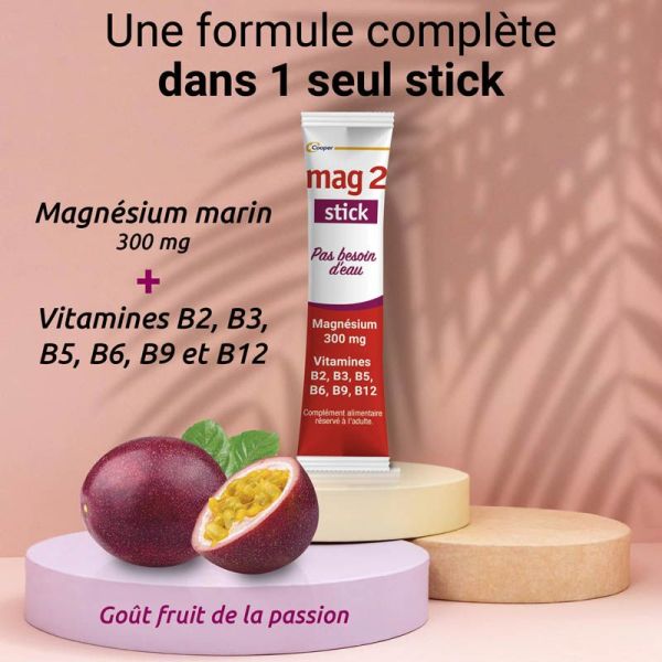 Mag2 Stick Complément Alimentaire 30 Sticks - Réduction de la fatigue et fonctionnement normal du système nerveux
