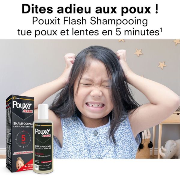 Pouxit Flash Shampoing Anti-Poux et Lentes - 2x100ml - Traitement efficace en 5 minutes