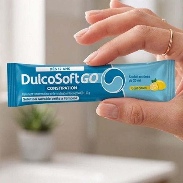 Gilbert Dulcosoft GO Solution Buvable Goût Citron 20 Sachets – Soulagement de la constipation en douceur