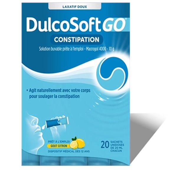 Gilbert Dulcosoft GO Solution Buvable Goût Citron 20 Sachets – Soulagement de la constipation en douceur