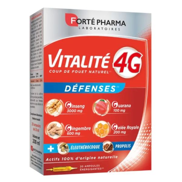 Forté Pharma Vitalité 4G Défenses Immunitaires - 20 Ampoules de 10ml