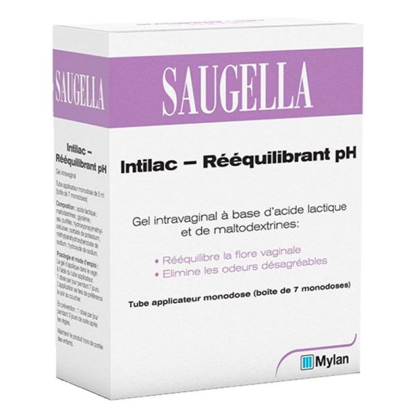 Saugella Intilac Rééquilibrant pH - Gel Intravaginal - Rééquilibre la Flore Vaginale - 7 Monodoses de 5 ml