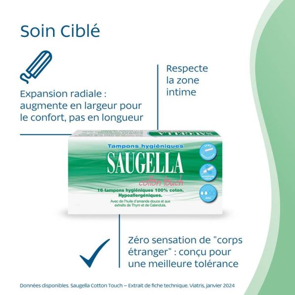 Saugella Cotton Touch Tampon Hygiénique Mini 16 unités