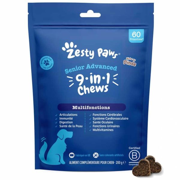 Zesty Paws Senior Advanced 9-in-1 Chews - 60 friandises - Vitalité et bien-être des chiens âgés