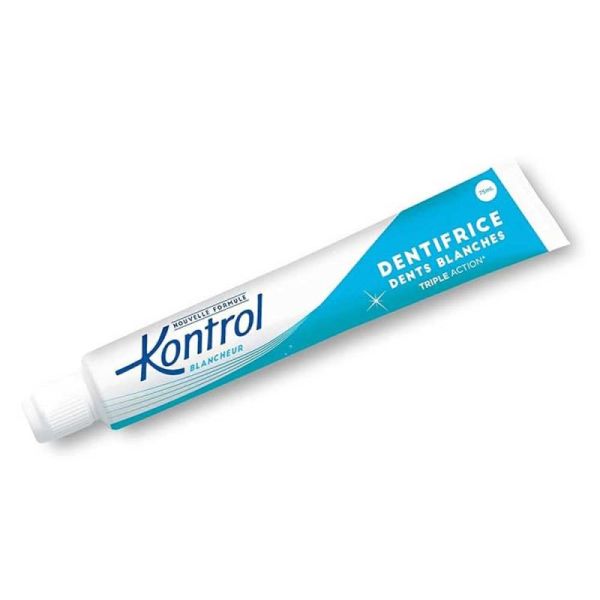 Kontrol Dentifrice Dents Blanches 75ml - Triple action, blancheur naturelle, protection de l'émail