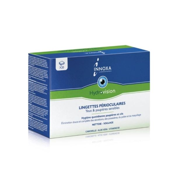 Innoxa Hydravision Lingettes Périoculaires 20 lingettes – Hygiène et apaisement