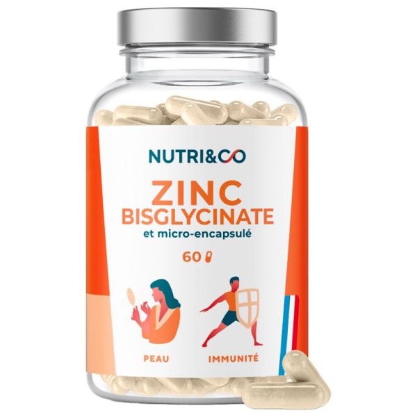 Nutri&Co Zinc Bisglycinate - 60 gélules - Peau, immunité et absorption optimale