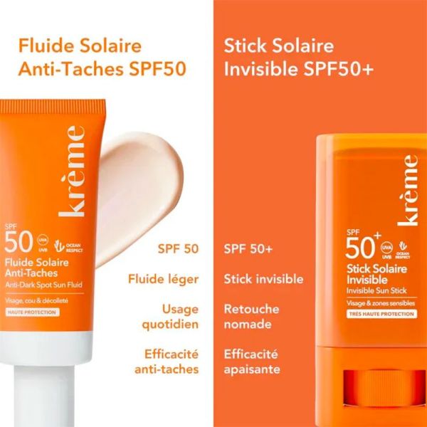 Krème Fluide Solaire Anti-Taches SPF50 - 40ml - Haute protection visage avec action anti-taches