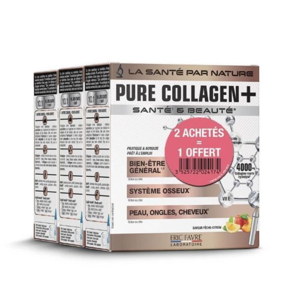 Eric Favre Pure Collagen + - 3 x 10 Unicadoses de 15ml