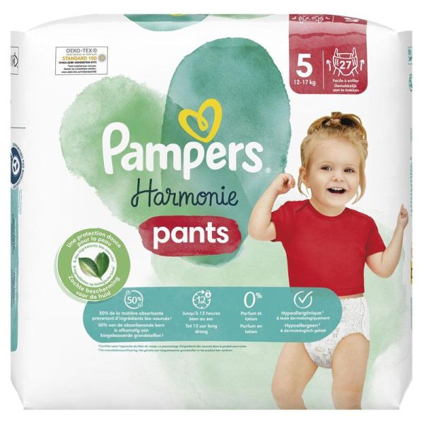 Pampers Harmonie Couches Bébé - Taille 5 - 12/17kg - Pack de 27 Couches